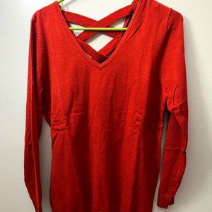 Lightweight orange sweater with back detail, large